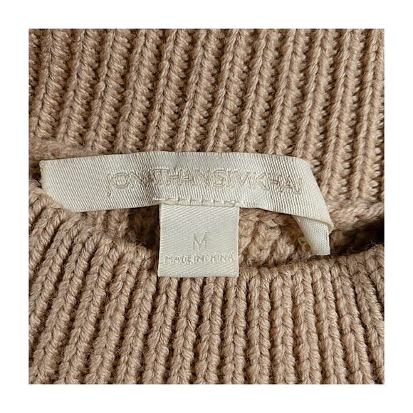 Jonathan Simkhai Wool Sweater M Beige Balloon Sleeve Knit Quiet Luxury - Picture 5 of 11